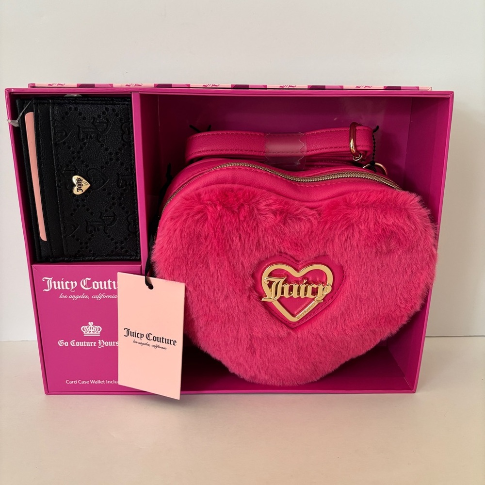 Juicy Couture Heart Free Love Crossbody Bag and Card Case Gift Set